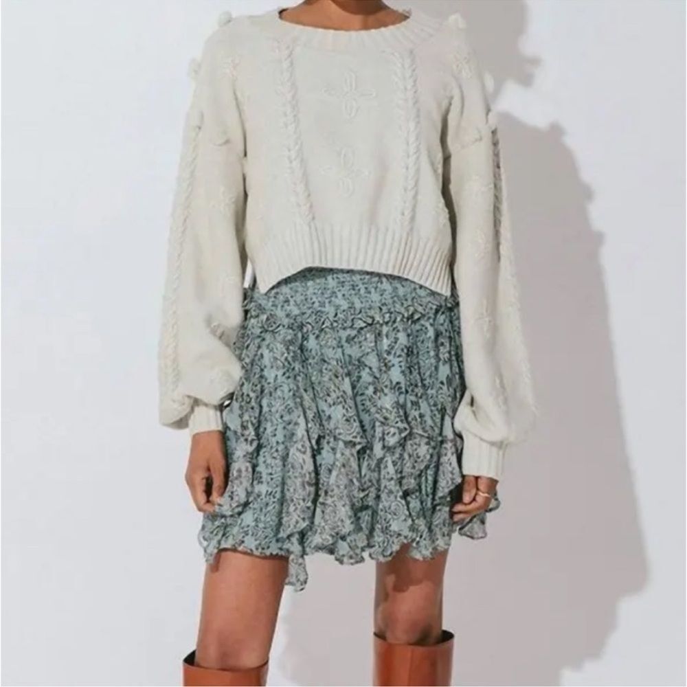 Cleobella Womens Raquel Mini Skirt in Iris Floral Size Small Ruffle Smocking